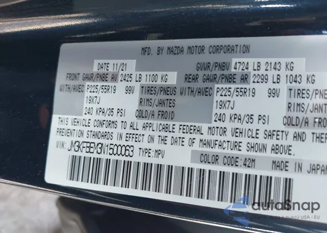 2022 Mazda Cx-5 2.5 S Premium Plus z USA, uszkodzony, nr VIN JM3KFBEM3N1500063